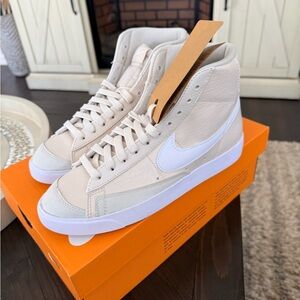 Nike High-Top Sneakers in Cream and White